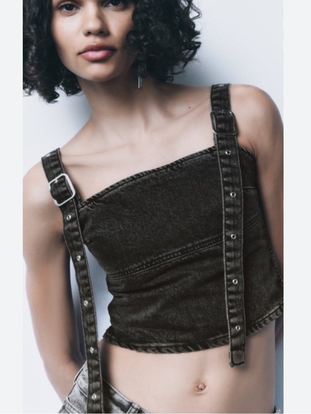 NWOT ZARA denim buckle top